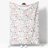 Aperturee - Aperturee Personalized Wildflower Floral Blanket with Custom Name Botanical Meadow for Baby Girl Nursery Decor Gift