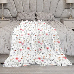 Aperturee - Aperturee Personalized Wildflower Floral Blanket with Custom Name Botanical Meadow for Baby Girl Nursery Decor Gift