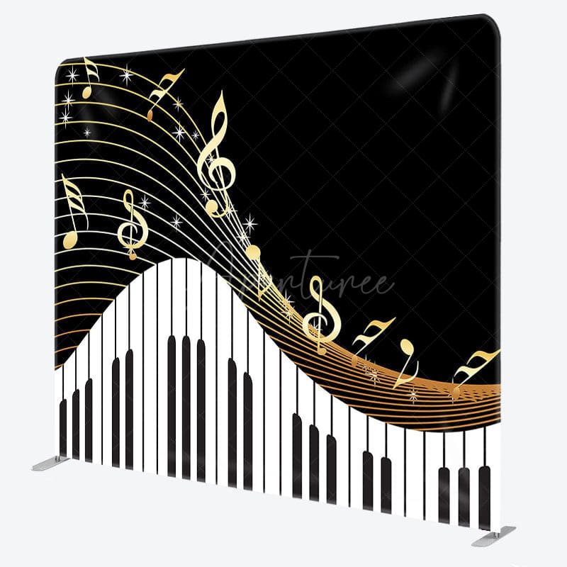 Aperturee - Aperturee Piano Keys Musical Party Square Tension Backdrop