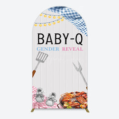 Aperturee - Aperturee Picnic Wooden Baby Q Gender Reveal Arch Backdrop