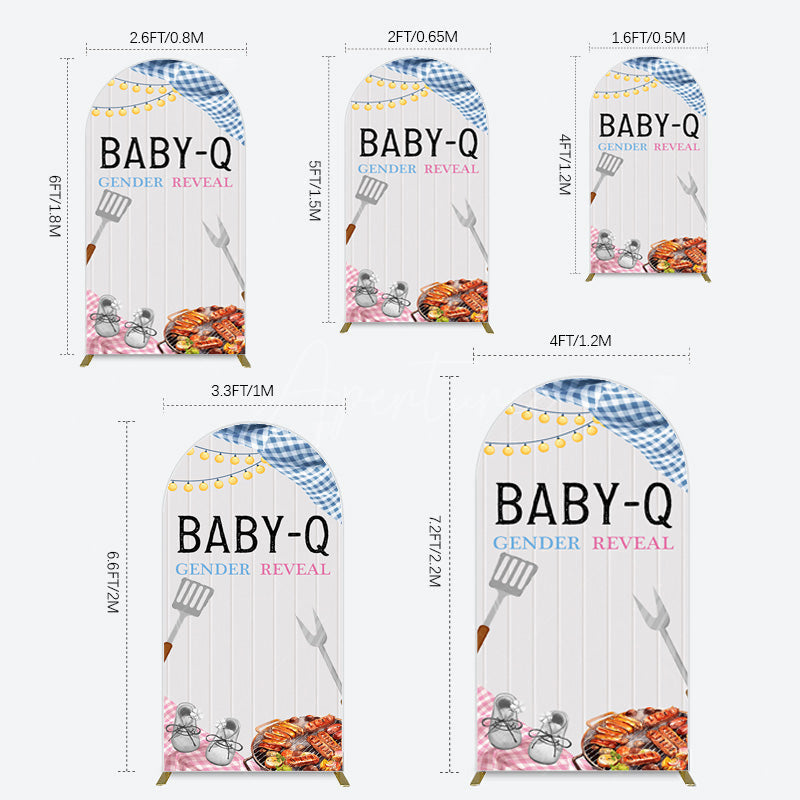 Aperturee - Aperturee Picnic Wooden Baby Q Gender Reveal Arch Backdrop