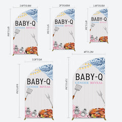 Aperturee - Aperturee Picnic Wooden Baby Q Gender Reveal Half Moon Arch Backdrop