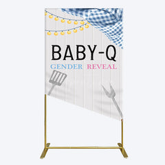 Aperturee - Aperturee Picnic Wooden Baby Q Gender Reveal Rectangle Backdrop
