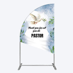 Aperturee - Aperturee Pigeon Thank You Pastor Appreciation Half Moon Arch Backdrop