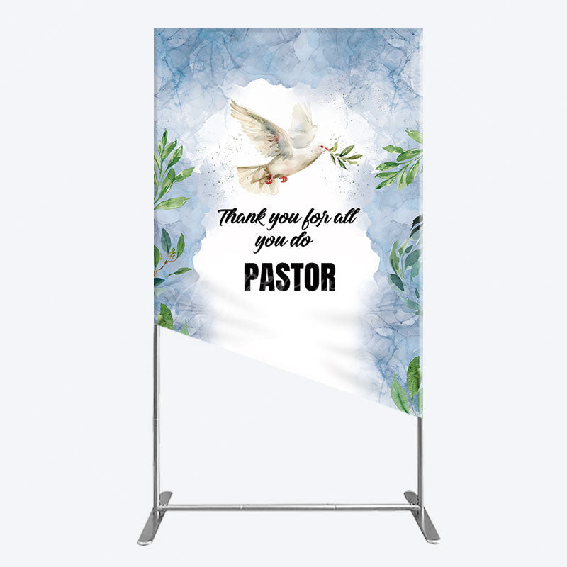 Aperturee - Aperturee Pigeon Thank You Pastor Appreciation Rectangle Backdrop
