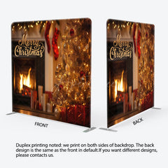 Aperturee - Aperturee Pine Gifts Fireplace Christmas Tension Fabric Backdrop