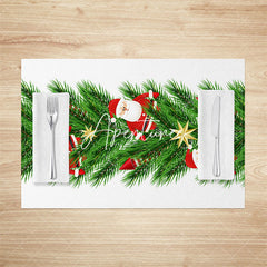 Aperturee - Aperturee Pine Leaf Santa Clacus Christmas Set Of 4 Placemats