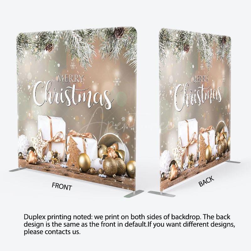 Aperturee - Aperturee Pine Leaves Gifts Bells Bokeh Tension Fabric Backdrop