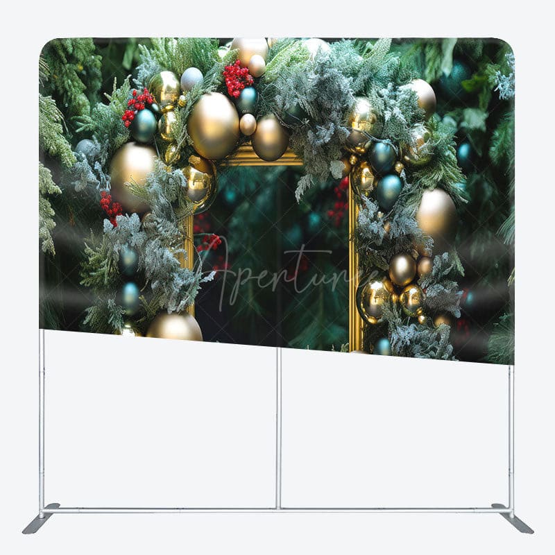 Aperturee - Aperturee Pine Leaves Gold Balloon Frame Pillow Case Backdrop