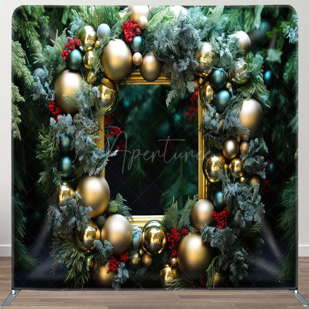 Aperturee - Aperturee Pine Leaves Gold Balloon Frame Pillow Case Backdrop