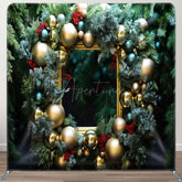 Aperturee - Aperturee Pine Leaves Gold Balloon Frame Pillow Case Backdrop