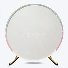 Aperturee - Aperturee Pink and Blue Moon and Stars Round Backdrop Gender Reveal Watercolor Sky Clouds Party Cover