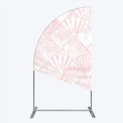 Aperturee - Aperturee Pink and Gold Scallop Shell Half Moon Arch Backdrop Elegant Mermaid Party Decor for Baby Shower