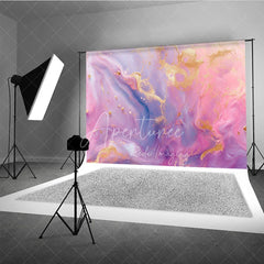 Aperturee - Aperturee Pink and Purple Marble Photography Backdrop Elegant Gold Glitter Texture for Party Decor