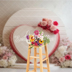 Aperturee - Aperturee Pink and Red Floral Heart Photography Backdrop Romantic Wedding Valentine’s Day Decor