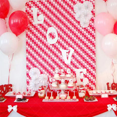 Aperturee - Aperturee Pink and Red Heart Pattern Backdrop Love Theme Valentine Day Photography Background