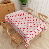 Aperturee - Aperturee Pink And Red Love Heart Plaid Rectangle Tablecloth