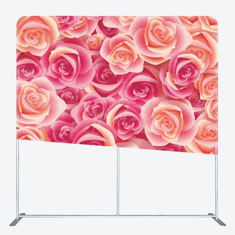 Aperturee - Aperturee Pink And Red Rose Backdrop Cover For Birthday Party
