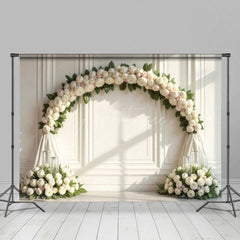 Aperturee - Aperturee Pink And White Floral Arch Sweet Wedding Backdrop