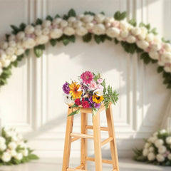 Aperturee - Aperturee Pink And White Floral Arch Sweet Wedding Backdrop