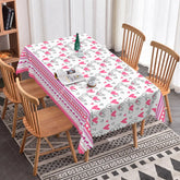 Aperturee - Aperturee Pink and White Sketch Heart Rectangle Tablecloth Sweet Love Doodle Design Girls Valentine Party Decor