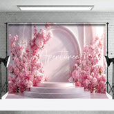 Aperturee - Aperturee Pink Arched Wall Romantic Rose Wedding Photo Backdrop