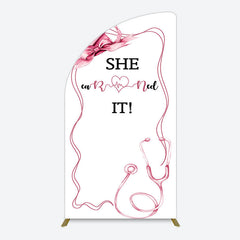 Aperturee - Aperturee Pink Bachelor Cap Earned It Nurse Grad Half Moon Arch Backdrop