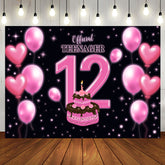 Aperturee - Aperturee Pink Balloon Cake Official Teenager 12th Backdrop