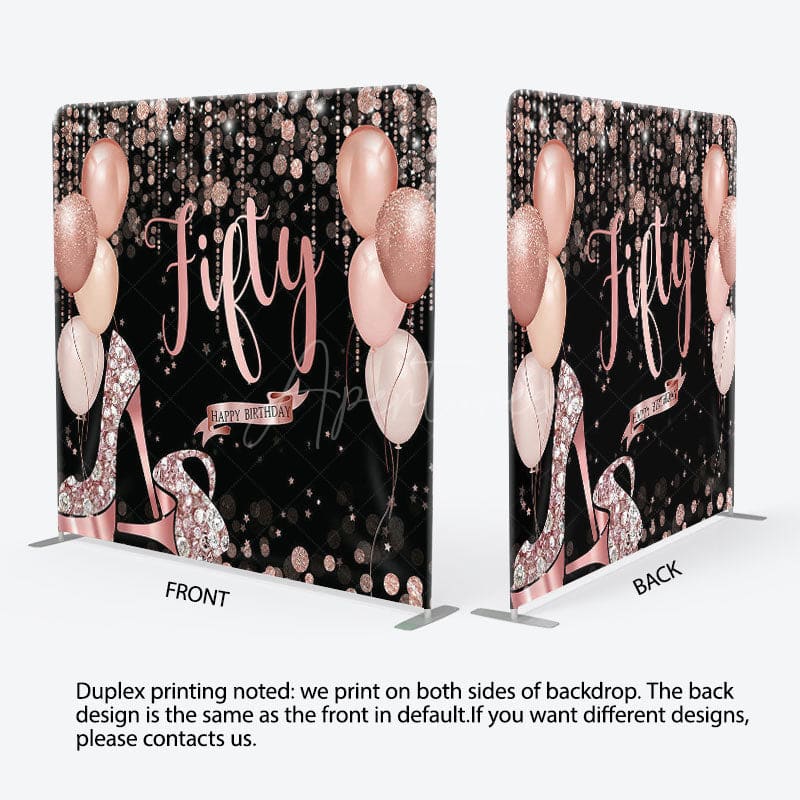 Aperturee - Aperturee Pink Balloon High Heels Fabric Backdrop Cover for Birthday