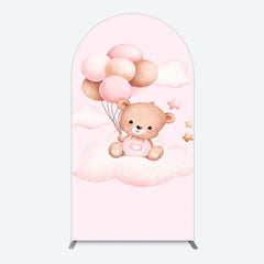 Aperturee - Aperturee Pink Balloon Sweet Teddy Baby Shower Arch Backdrop