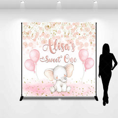 Aperturee - Aperturee Pink Balloons Elephant Sweet One Custom Backdrop