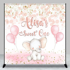 Aperturee - Aperturee Pink Balloons Elephant Sweet One Custom Backdrop