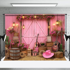 Aperturee - Aperturee Pink Barn Door Cowgirl Cake Smash Photo Backdrop