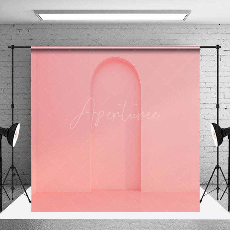 Aperturee - Aperturee Pink Beige Arch Wall Wood Floor Room Set Backdrop