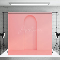 Aperturee - Aperturee Pink Beige Arch Wall Wood Floor Room Set Backdrop