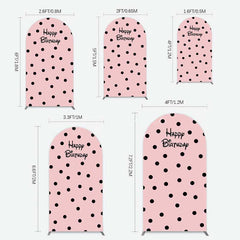 Aperturee Aperturee Pink Black Dots Girls Happy Birthday Arch Backdrop