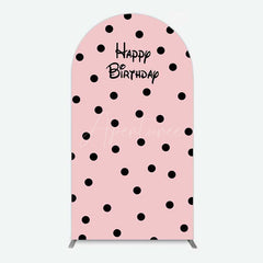 Aperturee Aperturee Pink Black Dots Girls Happy Birthday Arch Backdrop