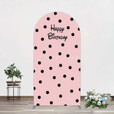 Aperturee Aperturee Pink Black Dots Girls Happy Birthday Arch Backdrop