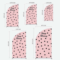 Aperturee Aperturee Pink Black Dots Girls Happy Birthday Half Moon Arch Backdrop