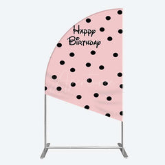 Aperturee Aperturee Pink Black Dots Girls Happy Birthday Half Moon Arch Backdrop