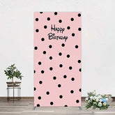 Aperturee Aperturee Pink Black Dots Girls Happy Birthday Rectangle Backdrop
