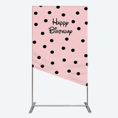 Aperturee Aperturee Pink Black Dots Girls Happy Birthday Rectangle Backdrop