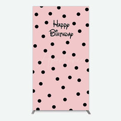 Aperturee Aperturee Pink Black Dots Girls Happy Birthday Rectangle Backdrop