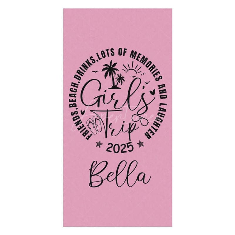 Aperturee - Aperturee Pink Black Girls Trip Summer Custom Name Beach Towel