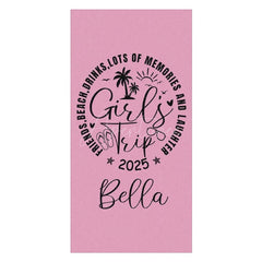 Aperturee - Aperturee Pink Black Girls Trip Summer Custom Name Beach Towel