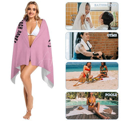 Aperturee - Aperturee Pink Black Girls Trip Summer Custom Name Beach Towel
