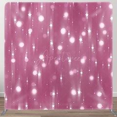 Aperturee - Aperturee Pink Bokeh Stars Light Birthday Pillow Cover Backdrop