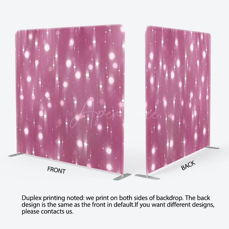 Aperturee - Aperturee Pink Bokeh Stars Light Birthday Pillow Cover Backdrop