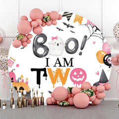 Aperturee Aperturee Pink Boo 2Nd Halloween Kids Round Birthday Backdrop
