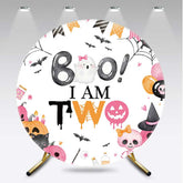 Aperturee Aperturee Pink Boo 2Nd Halloween Kids Round Birthday Backdrop